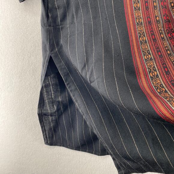 WESTSIDE Tunic M Woolen Kurta Southwestern Striped Split Neck 3/4 Sleeve Black - Picture 8 of 13